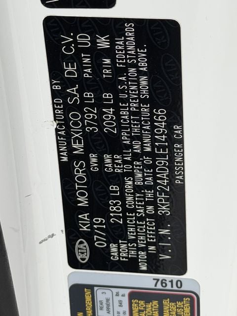 2020 Kia Forte LXS
