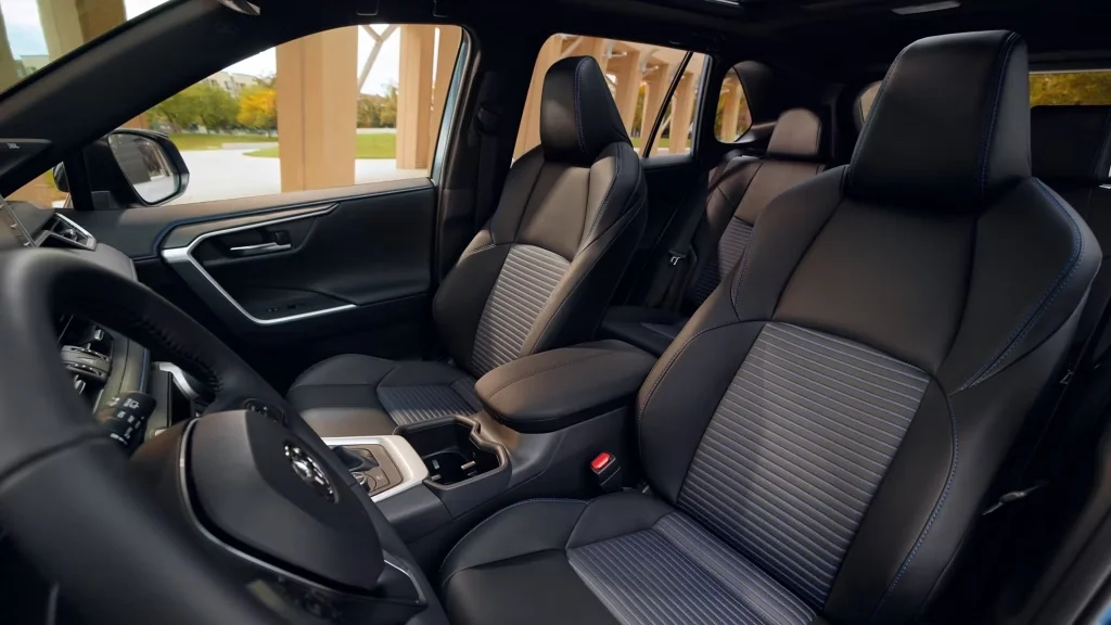 Interior view of the Toyota RAV4 dashboard and infotainment system